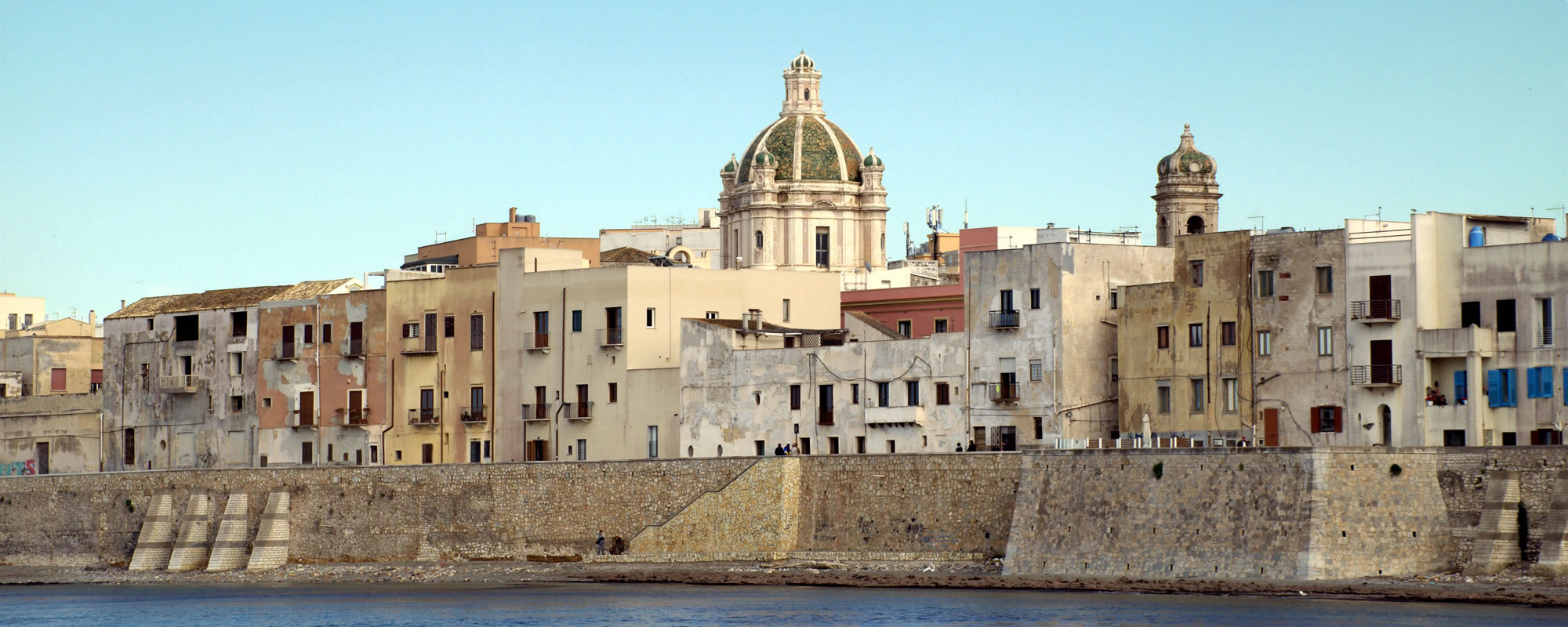 View from the sea of the historic center of Trapani